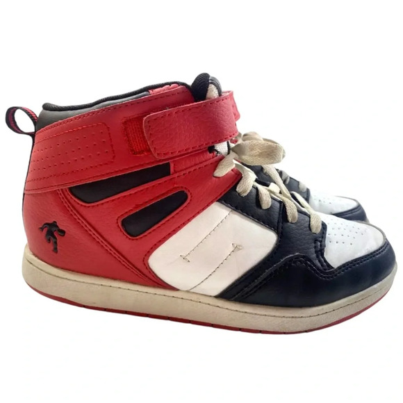 AND1 Zenith Boys High Top Basketball Shoes - Black, Red, and White | Size 1 - Picture 1 of 7